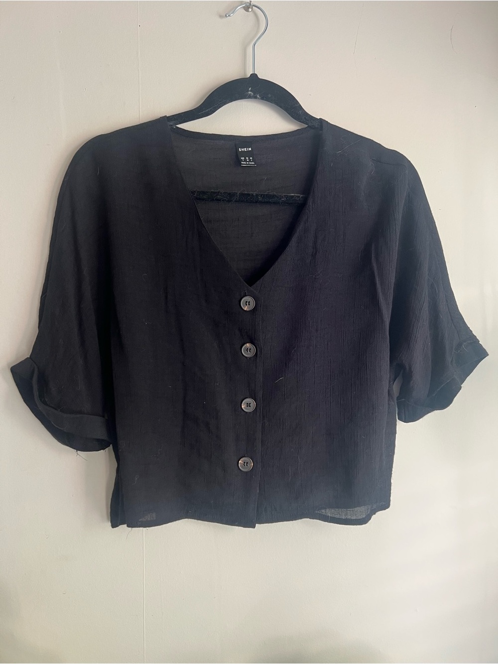 Black semi-sheer cropped top